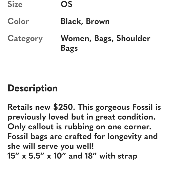 Fossil Elegant Black and Brown Shoulder Bag - Picture 12 of 12